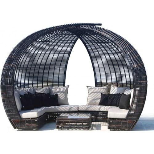 Freeshipping Lounger Outdoor Rattan Sofa Lying Bed Balcony Villa Outdoor PU Rattan Chairs Sets