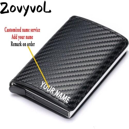 ZOVYVOL Womens Wallet Mens Bank Card Holder Carbon Fiber Gift Small Wallet Customizable Style Mini Bag Male Purses Rfid Black