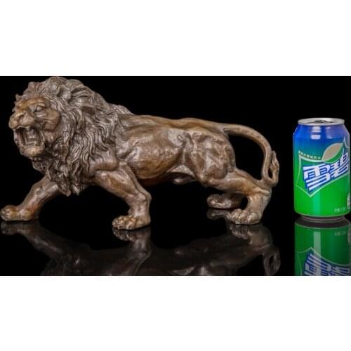 GOOD -TOP COOL -office home LIVING ROOM TOP ART Decoration--33CM LARGE Wild animal LION ART FENG SHUI bronze statue sculpture