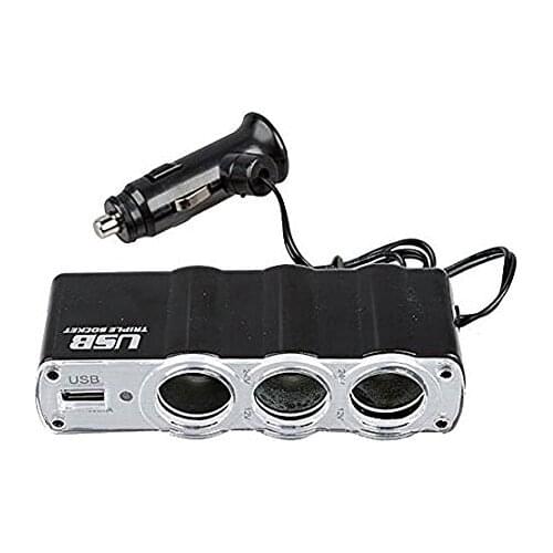 Multi Splitter CAR CHARGER Adapter 3.1A /12V/24V High Speed Power Adapter Splitter with 3 Socket Cigarette Lighter (DC outlets)