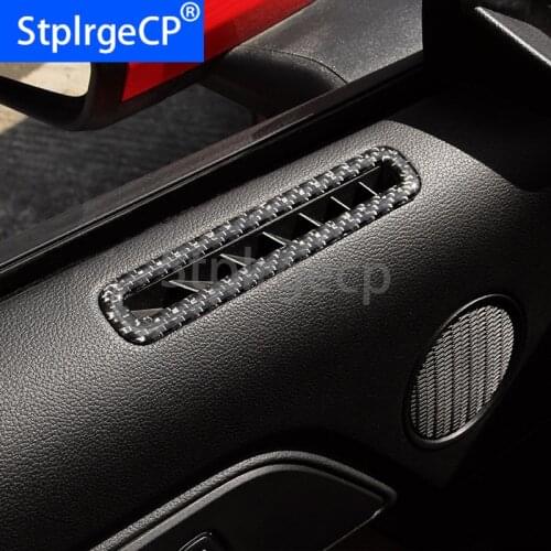 Real Carbon Fiber Car Door Air AC Outlet Vent Molding Cover Trim Sticker For Ford Mustang 2015 2016 2017 2018 Car Styling