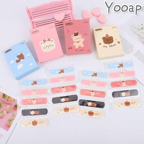 20PCs Kawaii Breathable Cute Cartoon Band Aid Outdoor Portable Decor Adhesive Bandages First Aid Emergency Kit For Kids Children