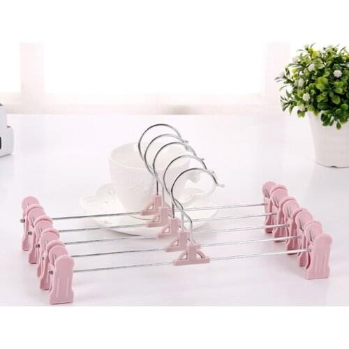 2020 Popular Trouser Hangers 10 Pack Skirt Hangers with Adjustable Plastic Grip Pant Hangers for Heavy Duty Durable Space Saving