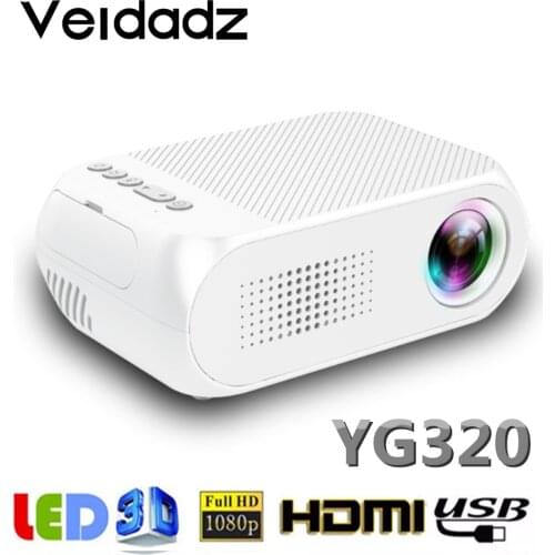 VEIDADZ YG320 LED Mini Portable Projector 1080P HD Playback HDMI-Compatible USB 3.5mm Audio Home Media Player