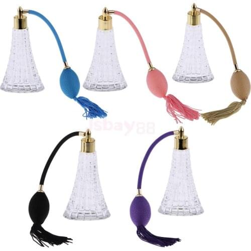 Clear Crystal Elegant Glass Empty Refillable Perfumes Bottle with Spray Atomizer 100ML Perfect Gift for your Friends Purple