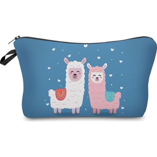 Dropshipping lightweight alpaca prints Cosmetic Bag Polyester Storage Makeup Box Fashion Women Travel Beauty Toiletries Bags