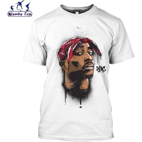 Mamba Top 3D Cartoon Harajuku Musical Instrument Tops Hip-Hop Music Singer 2pac T-Shirt Funny Oil Painting Shirts Mens T-Shirt