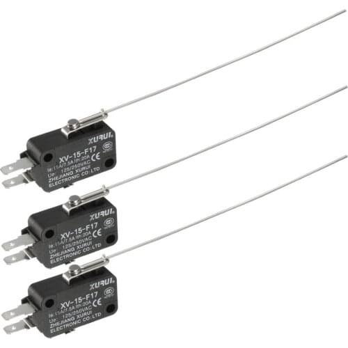 UXCELL 3Pcs Switches XV-15-F17 SPDT NO+NC Long Straight Lever Action Micro Switch for Car Electric Apparatus Instrument