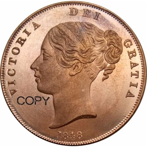 Great Britain Victoria 1 Penny 1848 Red Copper Copy Coin