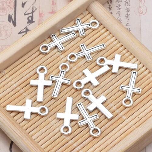 YEYULIN 200pcs 8x16mm Cross Charms Pendants Vintage Silver Charm For Jewelry Making Necklace Earring Bracelet Accessories