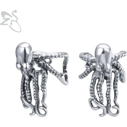 ZS Animal Ear Clip Earrings Gothic Punk Ear Cuff Stainless Steel Octopus No Pierced Ear Clip For Women Men Vintage Accessories