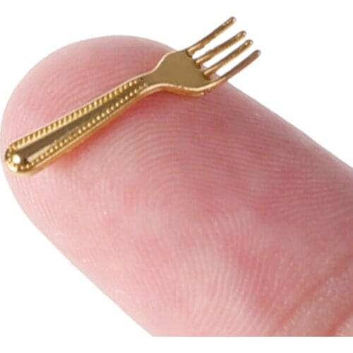 1:12 Dollhouse Metal Cooking Tool Fork Spoon Silverware Kitchen Tableware Toy