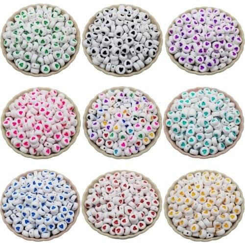 100PCS 7mm Acrylic bead Loose Spacer Beads Heart Shape DIY Jewelry Accessories Necklace Bracelet Making Multicolor Fingdings