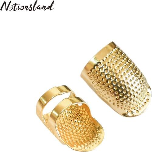 2pcs Sewing Thimble Finger Protector Adjustable Finger Metal Thimble Sewing Quilting Craft Accessories DIY Sewing Tools