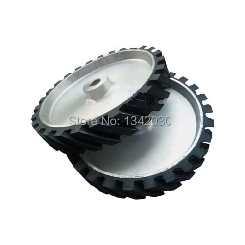 300*50*25mm Grooved Rubber Wheel Belt Sander Polisher Wheel Sanding Belt Set Contact Wheel