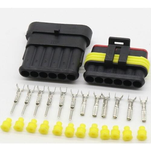 5 Sets NEW Car Part 6 Pin Way Sealed Waterproof Electrical Wire Auto Connector Plug Set Free Shipping