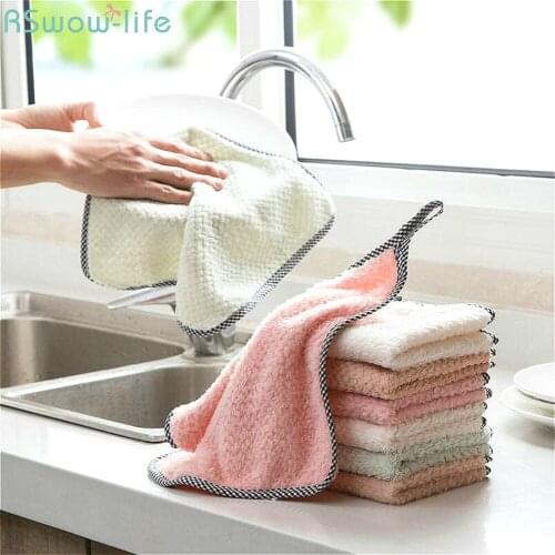 5 Pcs Kitchen Towels For Dishes Absorbent Cleaning Cloth Hangable Kitchen Cloth For Household Merchandises Kitchen Supplies