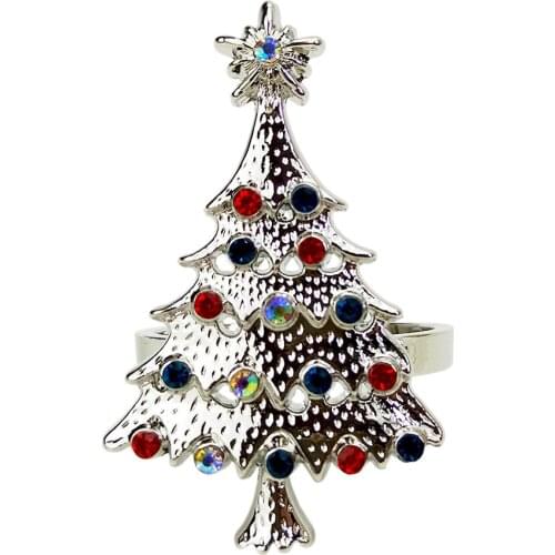 8pcs Diamond Christmas Tree Napkin Rings Holders For Christmas Thanksgiving Dinners Parties Table Decoration Facilities
