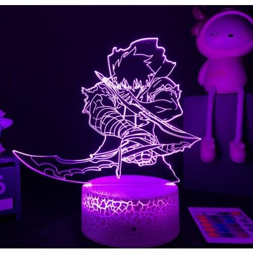 Anime Solo Leveling 3D LED Lamp Sung Jin woo Figure for Kids Boys Bedroom Decor Bedside Lamp Manga Gifts Dropshipping