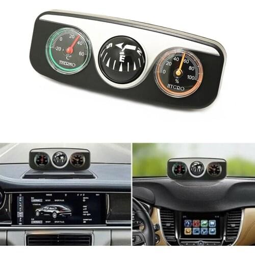 Car Vehicle Navigation Ball Compass Thermometer Hygrometer Interior Accessories