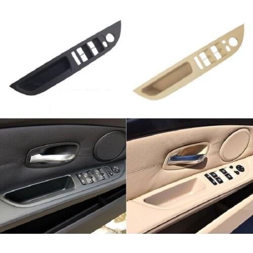 Beige Black Armrest Car left front drivers seat LHD Interior Door Handle Inner Panel Pull Trim Cover For BMW 5 Series E60