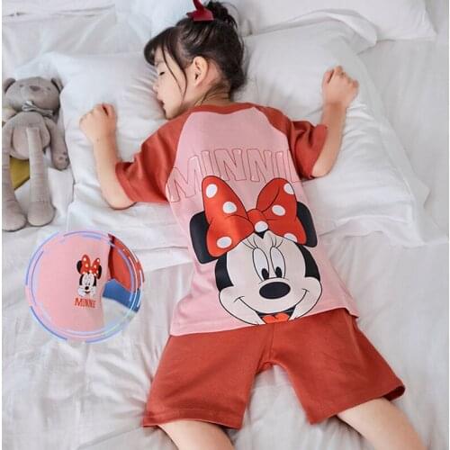 Disney Mickey Minnie Princess print Kid pajamas summer boys girls short-sleeved home service suit short-sleeved shorts pajamas