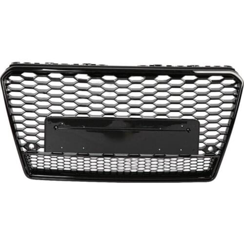 For RS7 Style Front Sport Hex Mesh Honeycomb HoodGrill Gloss Black for Audi A7/S7 2011 2012 2013 2014 2015 CarAccessories