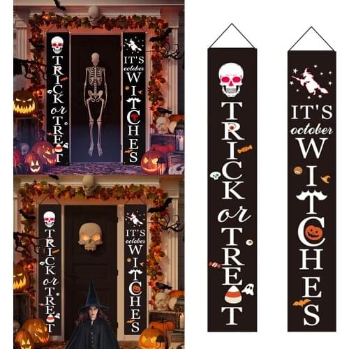 Halloween Door Couplet Outdoor Decoration Ghost Festival Party Flag Hanging Banner Halloween Decorations for Home