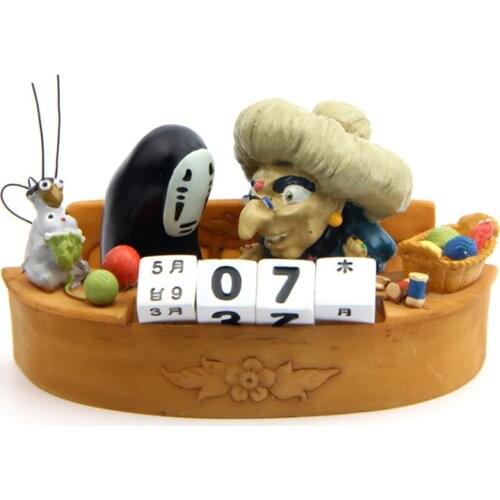 No Face Man with Grandma Resin Calendar Action Figure Kids Birthday Toys Studio Ghibli Spirited Away Collectible Landscape Decor