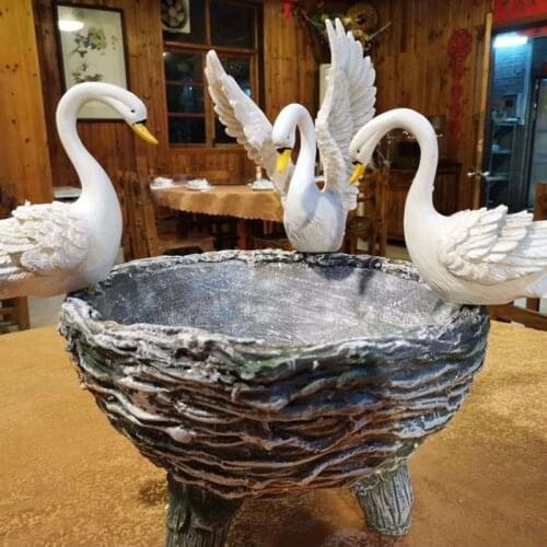 Resin Swan Ornament Creative Micro Landscape Rockery Furnishings for Outdoor Garden Courtyard Decoration ALI88