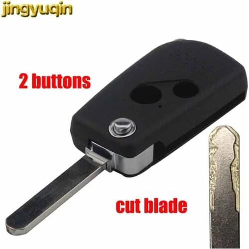 Jingyuqin Cut Blade 2 Buttons Remote Car Key Blank FOR HONDA Accord Civic CRV Pilot CITY Replacement