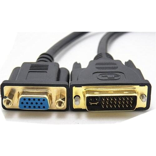 DVI to VGA Cable DVI I 24+5 Male to VGA HD 15Pin Male / Female Adapter Video Cable Support 1080P Full HD from Laptop, PC Host