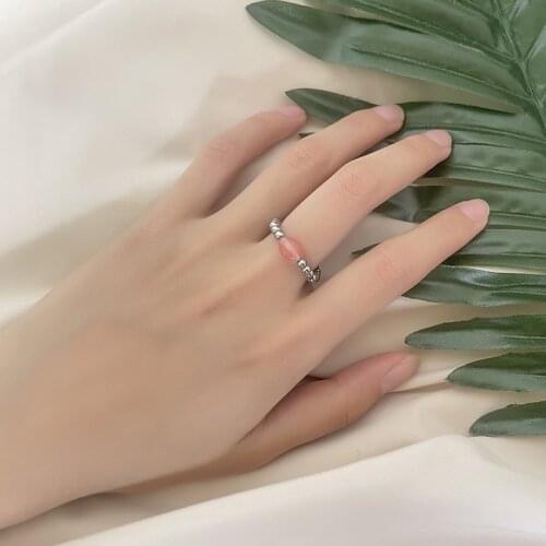 Handmake Stainless Steel Natural Stone Rings for the Women Adjustable Pink Crystal Malachite Bluesand Charms Rings