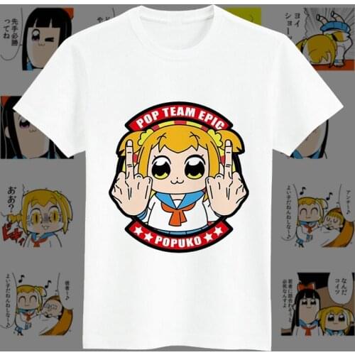 Japanese Anime POP TEAM EPIC Cosplay T Shirt Pipimi Popuko Cartoon Printed Summer T-Shirt Graphic Top Tee Casual tshirt Costume