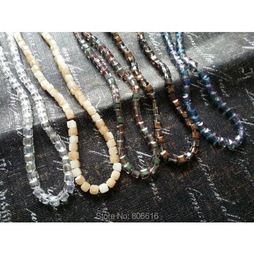 8*8MM 100Pcs Mixed New 4-5 Colors Square Pressed Glass Crystal Loose Bead Jewelry Beads