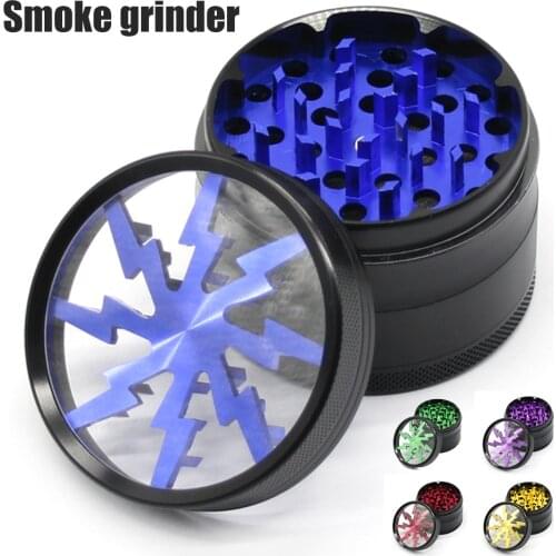 63mm Skylight Lightning Tobacco Grinder Weed Herb Cutter Grass Spice Crusher Metal Hand Grinder Smoking Accessories