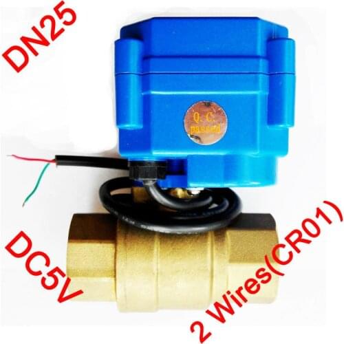 1" Miniature electric valve Brass, DC5V morotized valve 2 wires (CR01), DN25 Mini Electric valve for water control