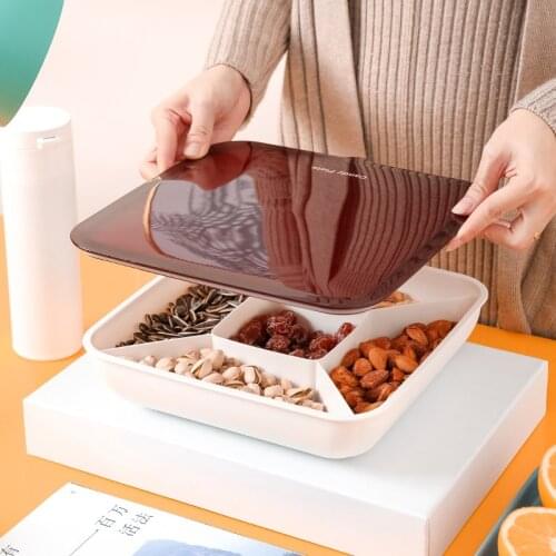 Multifunction Fruit Snacks Storage Box Nuts Candy Cake Biscuit Organizer Container Kitchen Party Food Organizer Tank With Lid