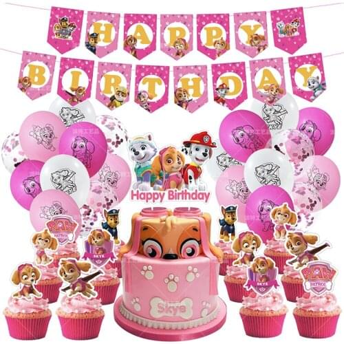Paw Patrol Birthday Decoration Puppy Patrol Party Supplies Kit Kawaii Girl Anime Figures Dog Latex Balloon Happy Meal Banner Toy