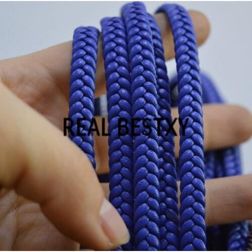 REAL BESTXY 5m/lot 6*2mm blue Color Strands Thread DIY tools super fiber Leather Cords For Necklace Bracelet flat braided cord