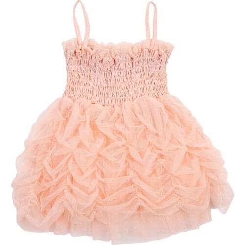 2019 New Toddler Kids Baby Girl Princess Summer Pink Tutu Bubble Party Dress Clothes 1-6Y Newborn Baby Girl Clothes Sleeveless