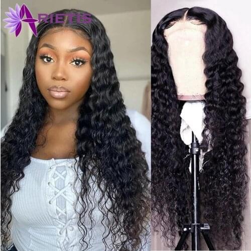 Arietis Brazilia Deep Wave Frontal Wig Cheap Wigs 13x1 Lace Front Human Hair Wigs For Black Women Remy 150% Density