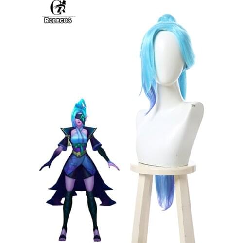 ROLECOS LOL Spirit Blossom Vayne Cosplay Wig LOL Cosplay Game Vayne Wigs 70CM Gradient Long Ponytai Women Halloween Headwear