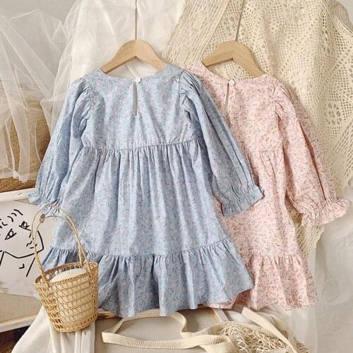 Autumn Girls' Dress New Pastoral Style Floral Long-Sleeved Sweet Princess Dress Toddler Baby Kids ChildrenS Clothing For Girl