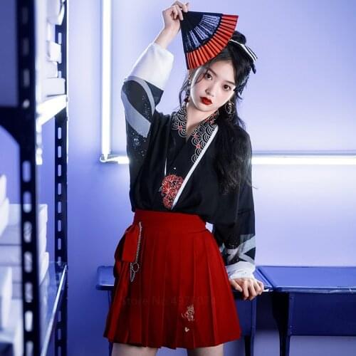 Kimono Dress Japanes Style Haori Vintage Samurai Costume Fashion Kawaii Girl Yukata Top Skirts Outfits for Woman Asian Clothes