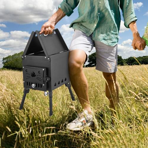 Cast Iron Outdoor Camping Grill Portable Wood Burning BBQ Grills Patio Barbecue Charcoal Grill Stove For Cook Picnic