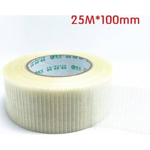 Strong Gridding Fiber Tape and Strong Fiber Strips Adhesive Tape DIY model super-strong mesh single-sided tape 25M*100mm