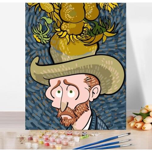 Oil Painting By Numbers Flower On Cotton With Frame Sunflower Paint For Adults Picture Coloring Decoration Art