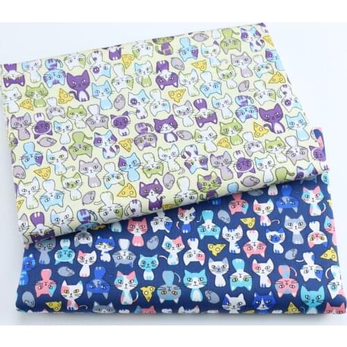 Colorful Cats Printed Twill 100% Cotton Kids Fabric, Sewing Quilting Bedding Quilt Cover Sheet Fabric For Baby Child