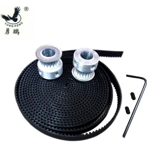 2pcs 20 teeth GT2 Timing belt Pulley Bore 8mm + 2 Meters GT2 timing Belt Width 6mm 2GT timing belt pulley